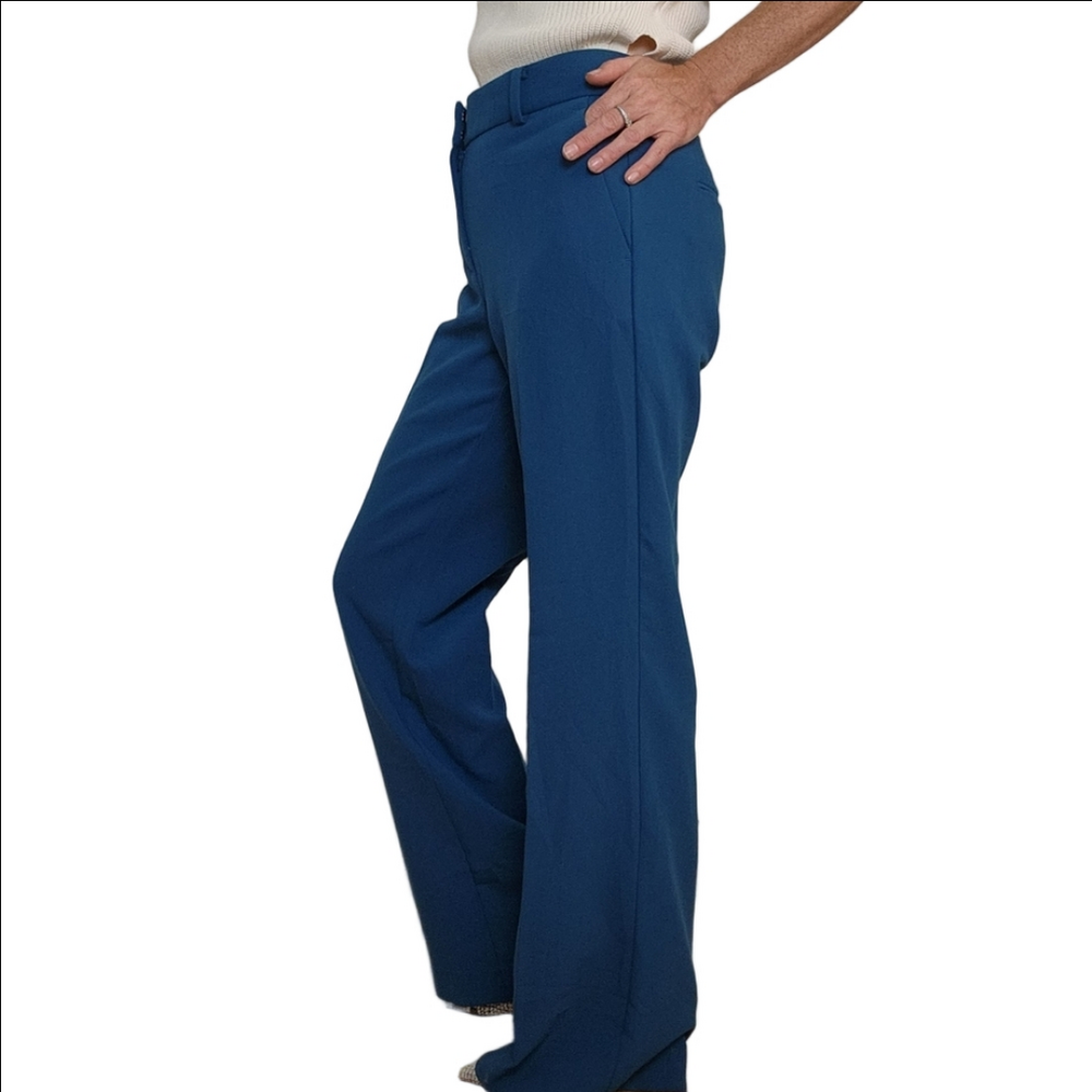 Dress pants Trouser Mid-rise Flared silhouette Teal color Pockets ANN TAYLOR NWT - Picture 7 of 16